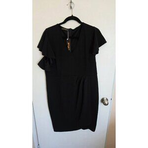 IHOT Sheath Dress Womens 2X VNeck Ruffle Sleeve Funeral Cocktail Dress Wedding